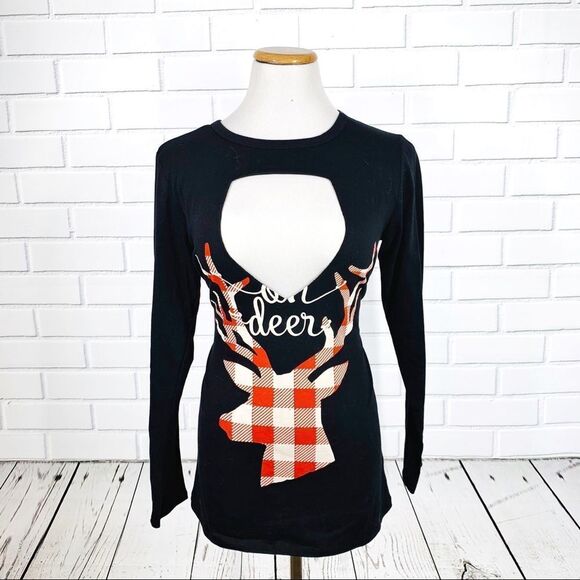 Swanky Coconut "Oh Deer" Long Sleeve Choker Tee - Picture 3 of 8